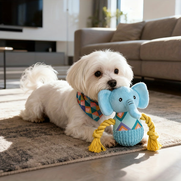 Interactive Plush Dog Toy – Chew-Resistant Elephant