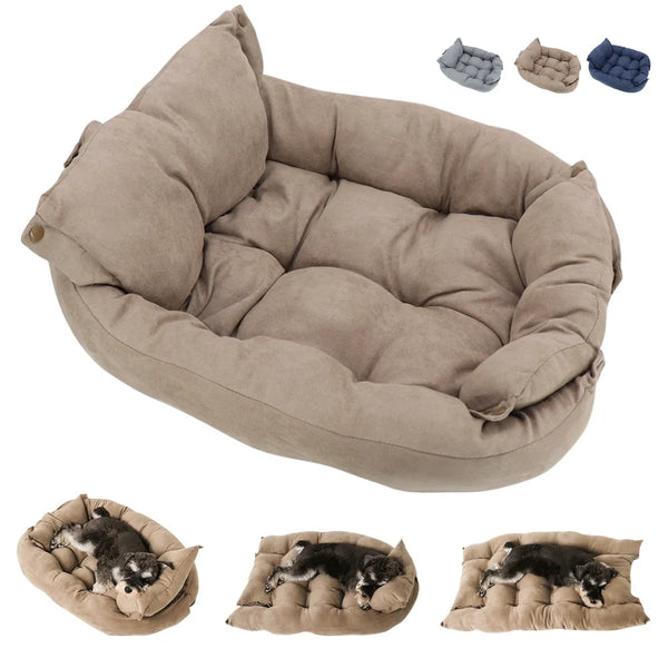 3-in-1 Multifunction Dog & Cat Bed – Sofa, Mat & Nest Cushion