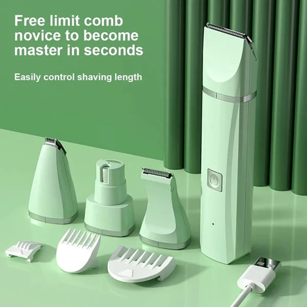 4-in-1 Rechargeable Pet Grooming Clipper – Low Noise, Waterproof