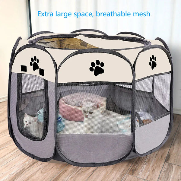 Foldable Octagonal Pet Kennel – Breathable & Durable Cage for Cats & Dogs