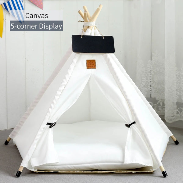 Pet Teepee Tent – Indoor Cat & Dog House with Cushion and Blackboard